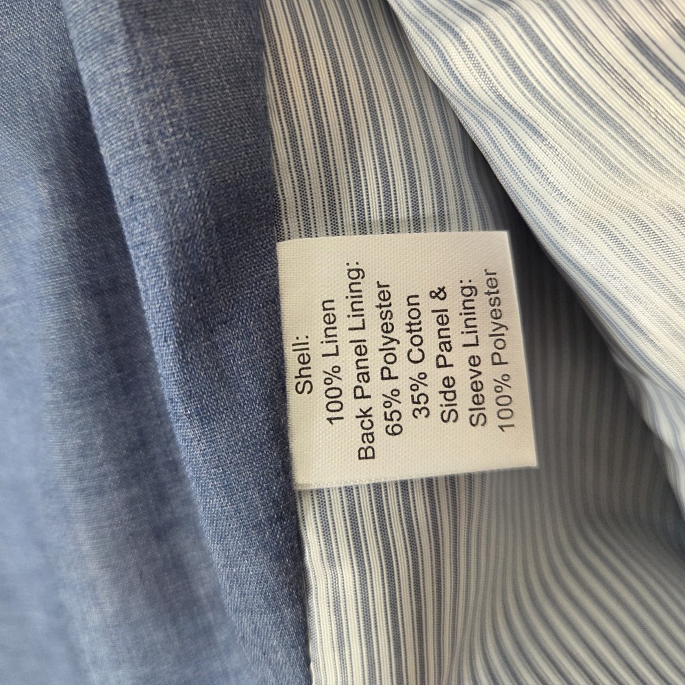 Joseph Abboud Mens XL 100% Linen Blazer Blue Plaid Sport Coat Lightweight - Picture 9 of 12